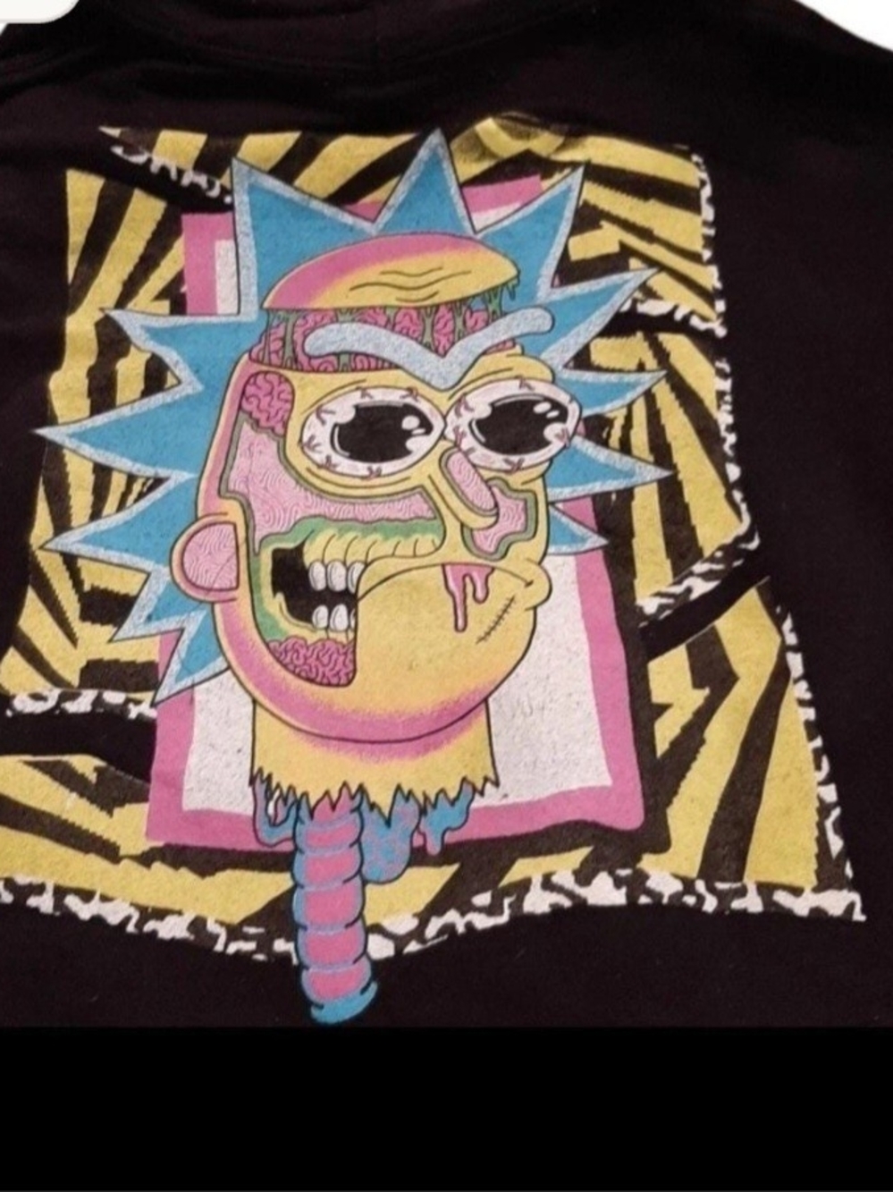 Rick and Morty Hoodie Small Black Adult Swim Graphic Pullover Sweatshirt
